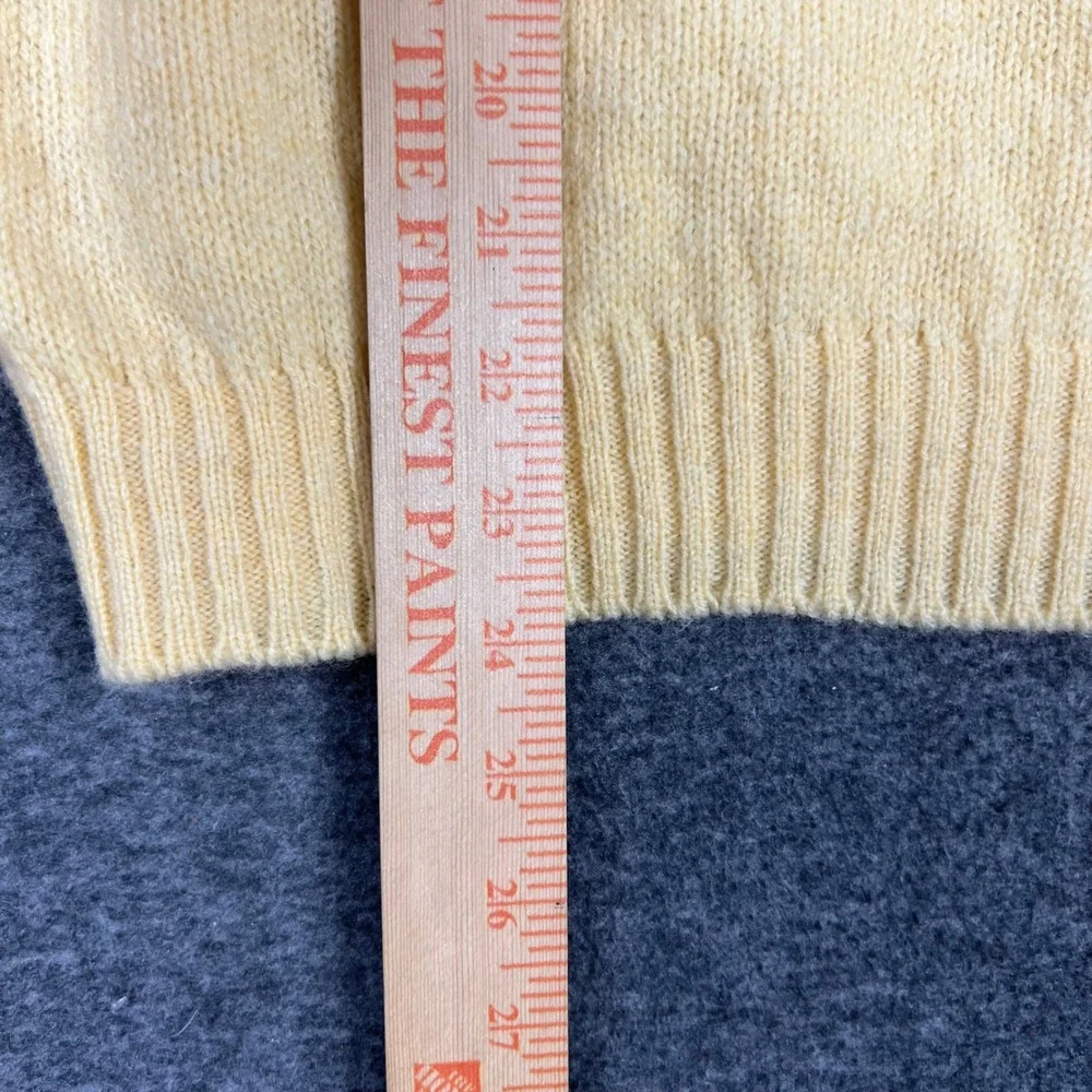 Vintage 90s Lands End Crewneck Sweater Small Yellow Shetland Wool United Kingdom